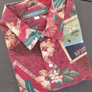 Men's Red Vintage Hawaiian Coffee Shirt GREAT find/Condition. 56" Chest
